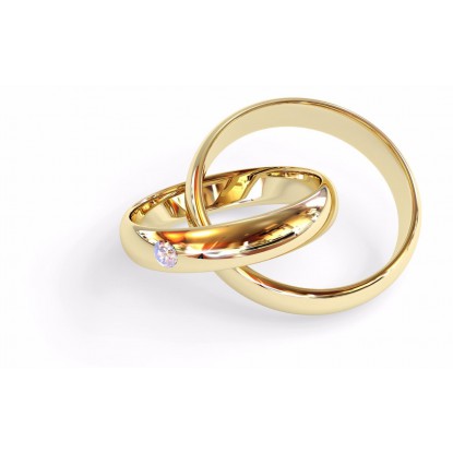 Кольца обручальные классические из рыжего золота с Бриллиантом